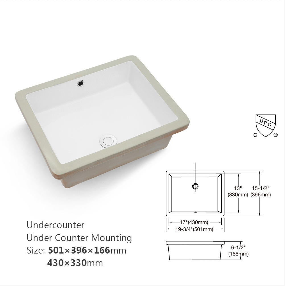 Bathroom Undermount Vessel Sink Pure White Porcelain Ceramic Lavatory Vanity Sink