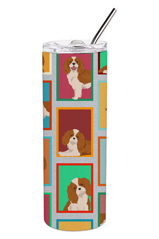 Lots of Blenheim Cavalier Spaniel Stainless Steel Skinny Tumbler Vacuum Double Walled Reusable Insulated Tumbler Travel Cup for Coffee Cocktails Gift with Lid, 20 oz