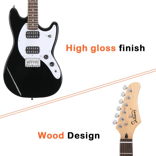 [Do Not Sell on Amazon]Glarry Full Size 6 String H-H Pickups GMF Electric Guitar with Bag Strap Connector Wrench Tool Black