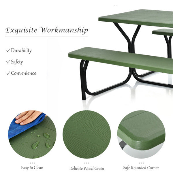 Picnic Table Bench Set Green