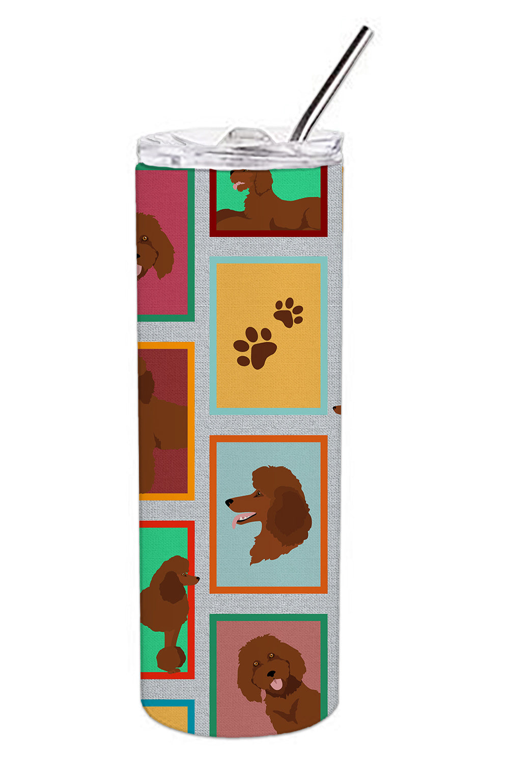 Lots of Chocolate Standard Poodle Stainless Steel Skinny Tumbler Vacuum Double Walled Reusable Insulated Tumbler Travel Cup for Coffee Cocktails Gift with Lid, 20 oz