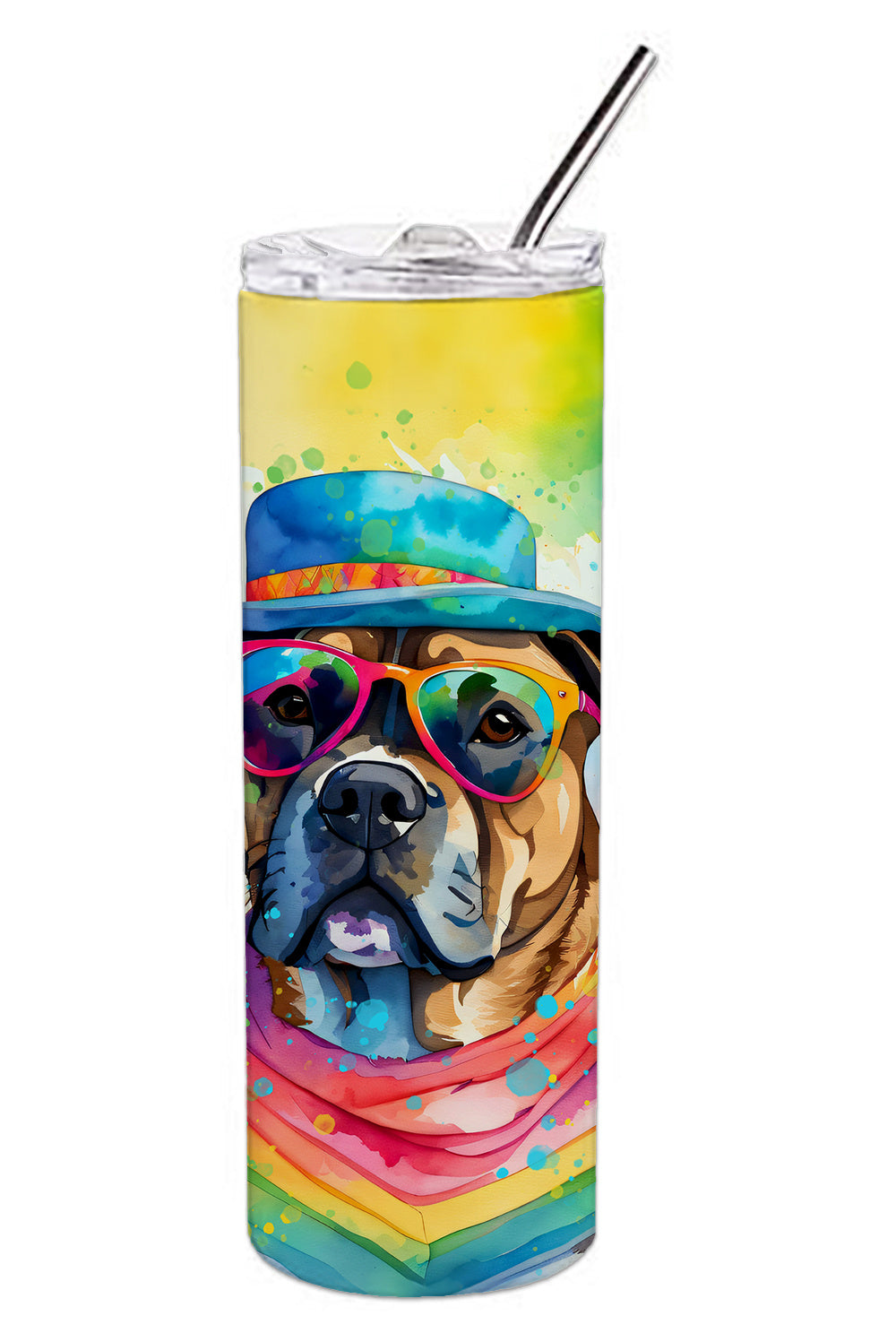 Cane Corso Hippie Dawg Stainless Steel Skinny Tumbler Vacuum Double Walled Reusable Insulated Tumbler Travel Cup for Coffee Cocktails Gift with Lid, 20 oz