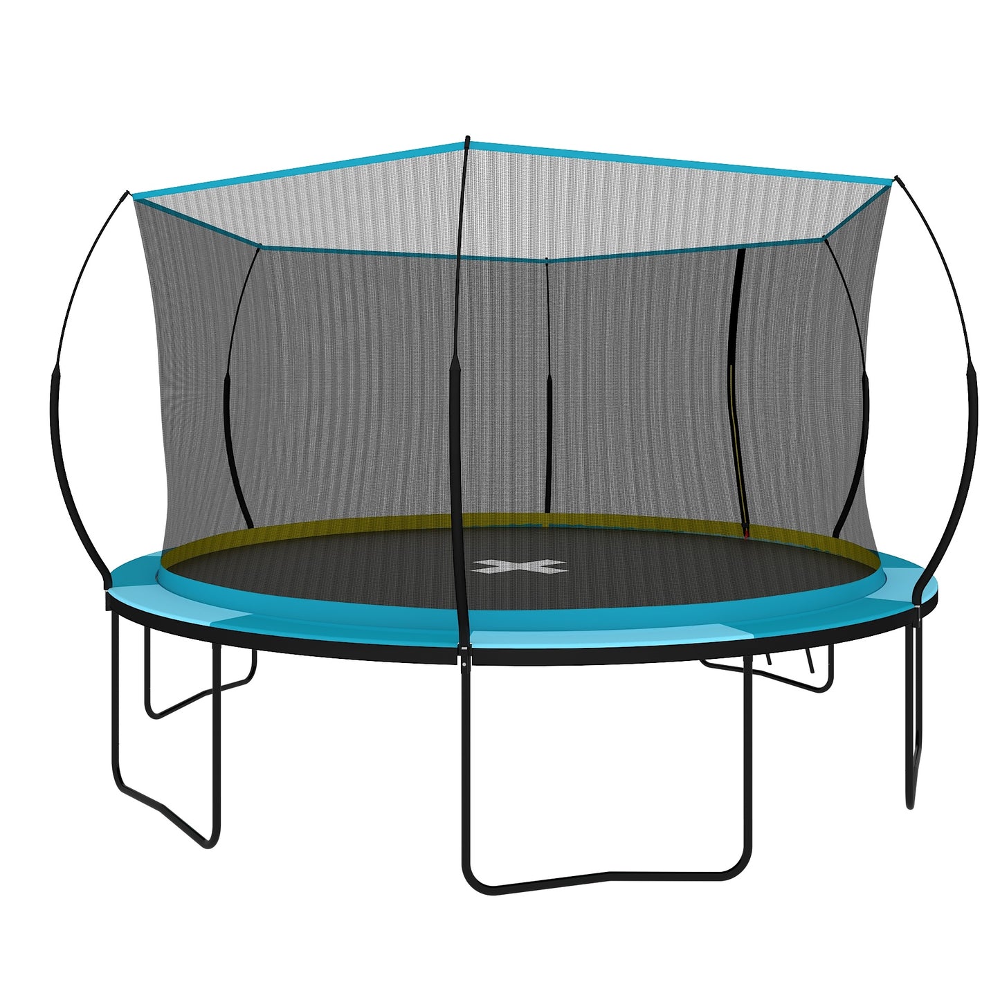 YC 14FT Recreational Trampolines with Enclosure for Kids and Adults with Patented Fiberglass Curved Poles Pumpkin-Blue