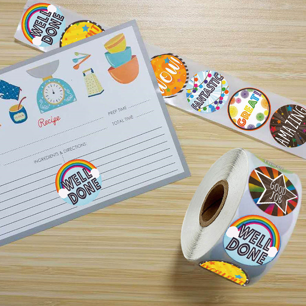 500pcs Cute Reward Stickers Roll with Word Motivational Stickers for School Teacher Kids Student Stationery Stickers Kids