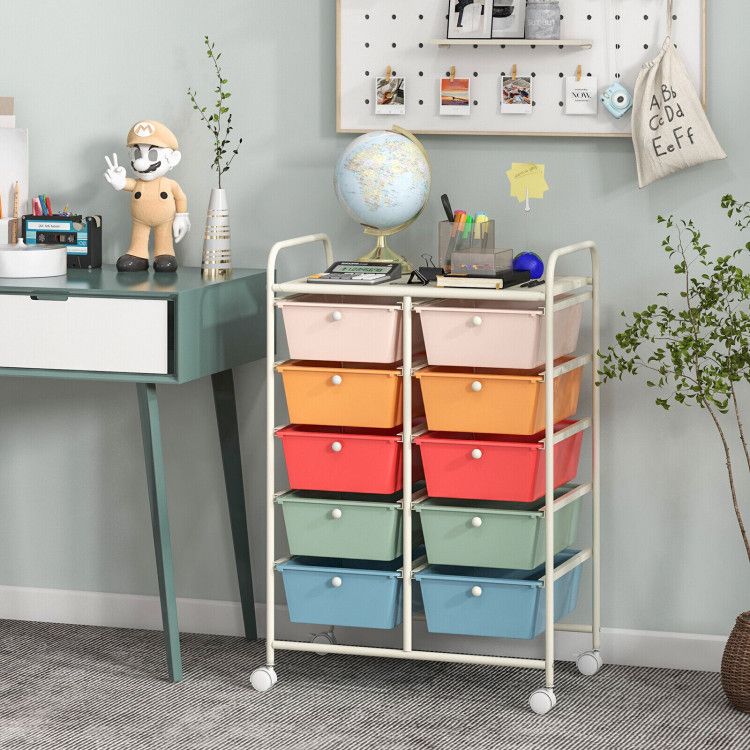 10-Drawer Rolling Storage Cart