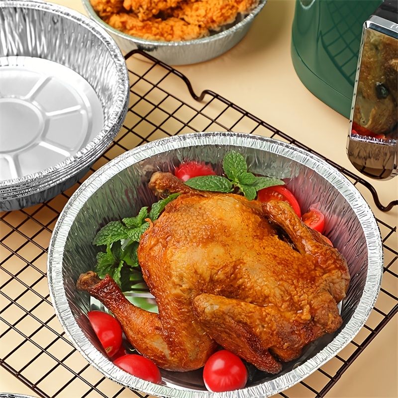 30pcs/set Air Fryer Disposable Aluminum Foil Liners; Non-stick Air Fryer Liner; Round Tin Foil Pans; Safe Round Foil Pie Pans For Baking; Storage