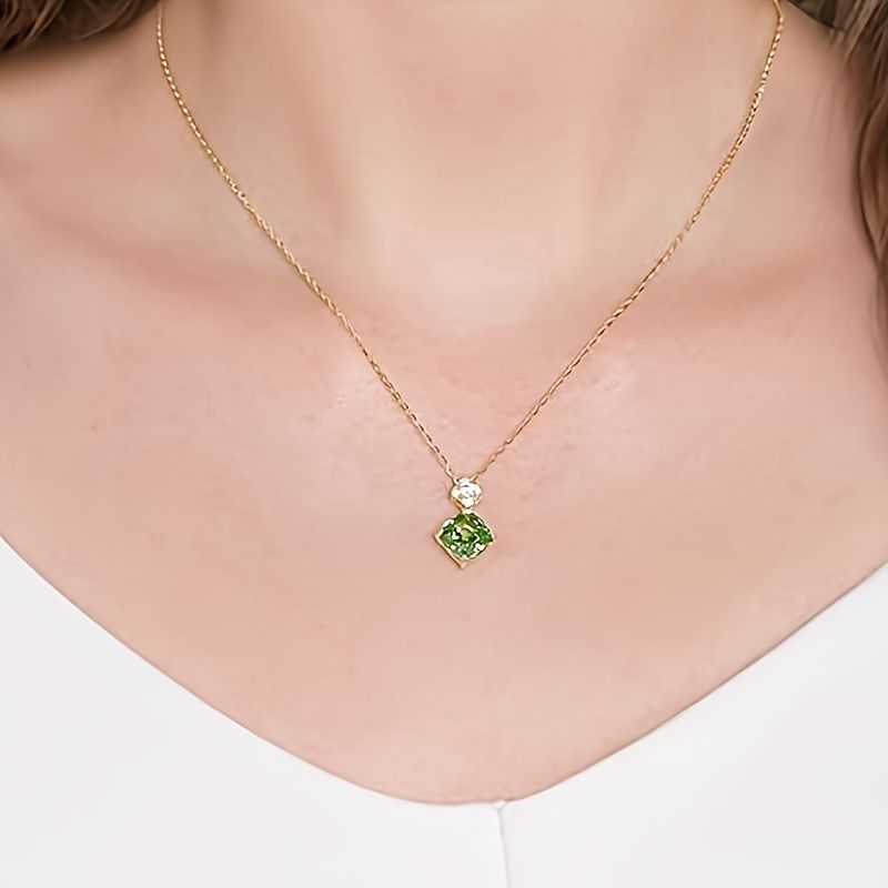 Women's Birthstone Necklace 14K Gold Plated Lucky Clover Pendant Necklace Zirconia 925 Sterling Silver Necklace Fashion Wedding Party Jewelry for Wife and Mom