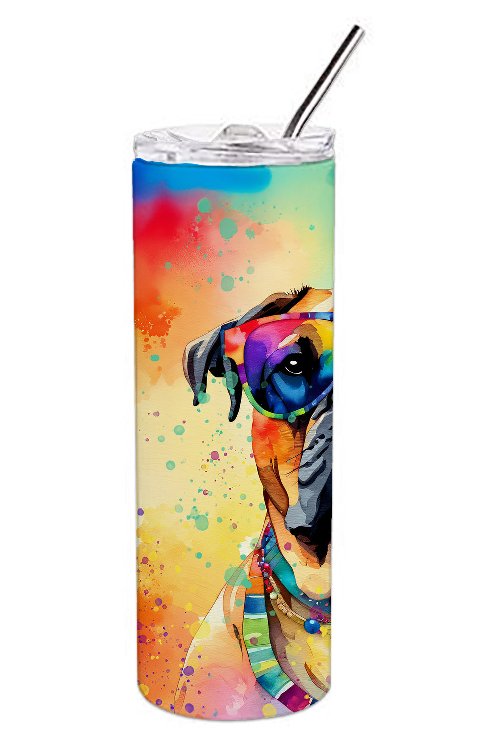 Bullmastiff Hippie Dawg Stainless Steel Skinny Tumbler Vacuum Double Walled Reusable Insulated Tumbler Travel Cup for Coffee Cocktails Gift with Lid, 20 oz