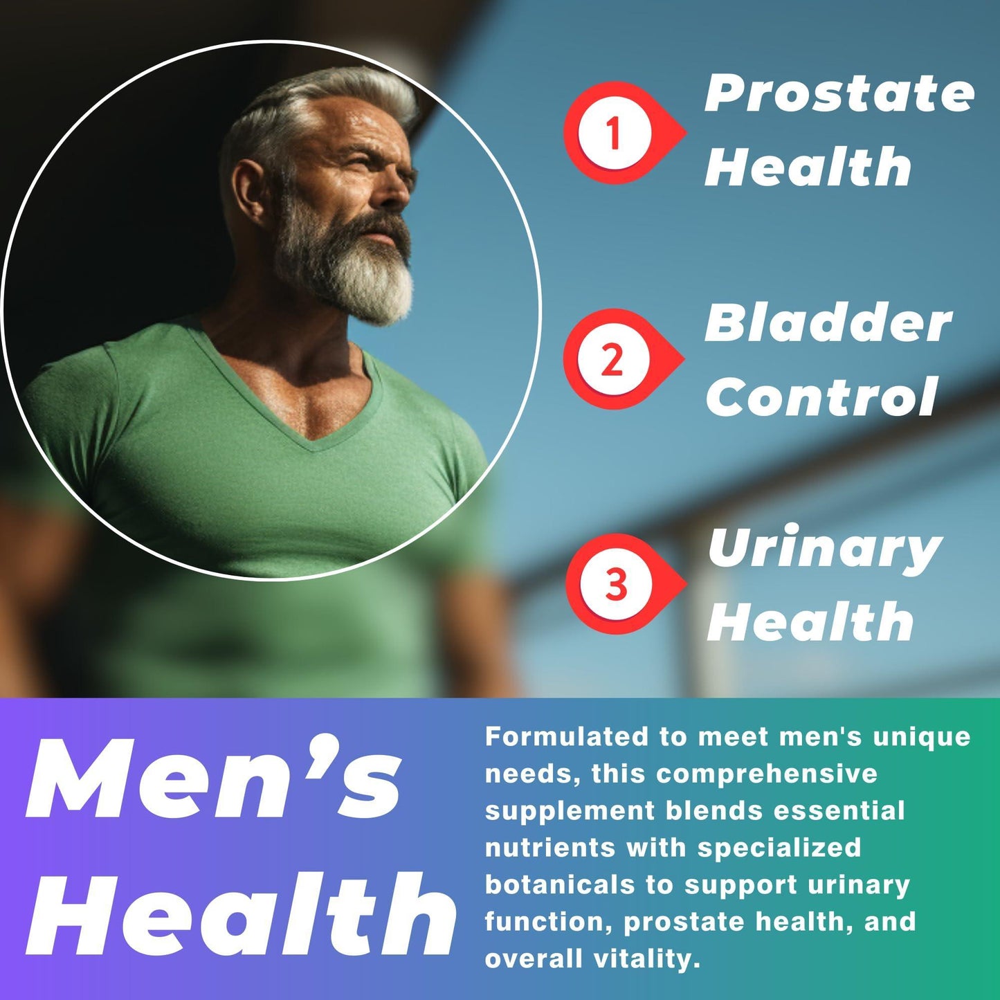 Prostate Support Supplement Formula with Saw Palmetto Extract and Bladder Control Complex 30 Day Supply