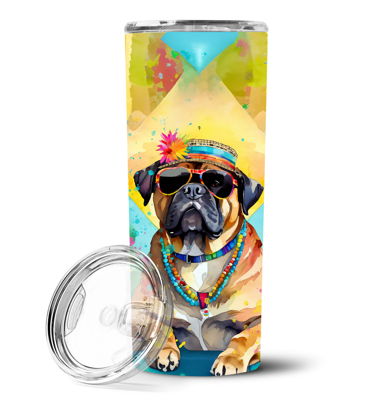 Cane Corso Hippie Dawg Stainless Steel Skinny Tumbler Vacuum Double Walled Reusable Insulated Tumbler Travel Cup for Coffee Cocktails Gift with Lid, 20 oz