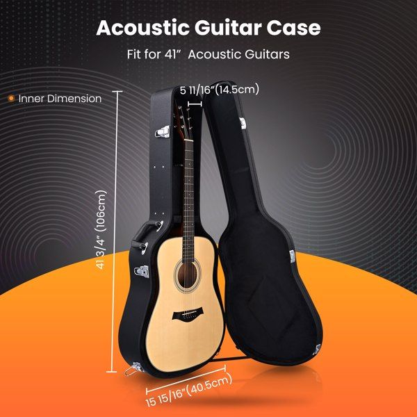 Guitar Hard Case for Acoustic Guitar made of hard plywood wrapped in PU leather(No shipment on weekends)