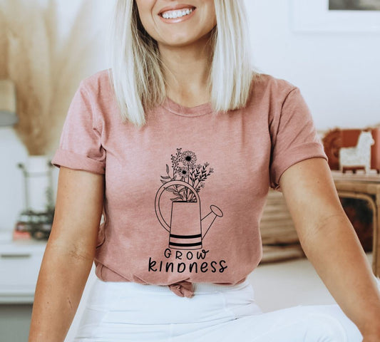 Grow Happy Thoughts T-shirt, Mental Health Shirt, Motivational Top, Inspirational Gift, Positive Quote Shirts, Self Growth Tee, Gift For Mom