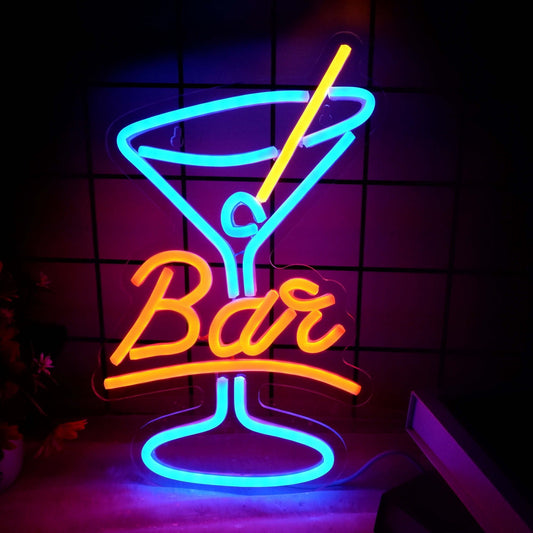 1pc orange vertical BAR goblet neon sign colorful luminous lamp indoor and outdoor decorative pendant light