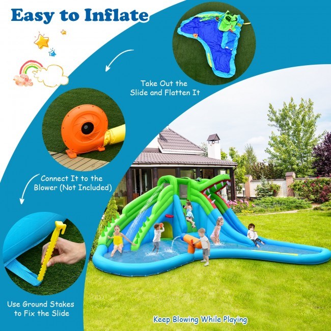 7 in 1 Inflatable Bounce House with Splashing Pool