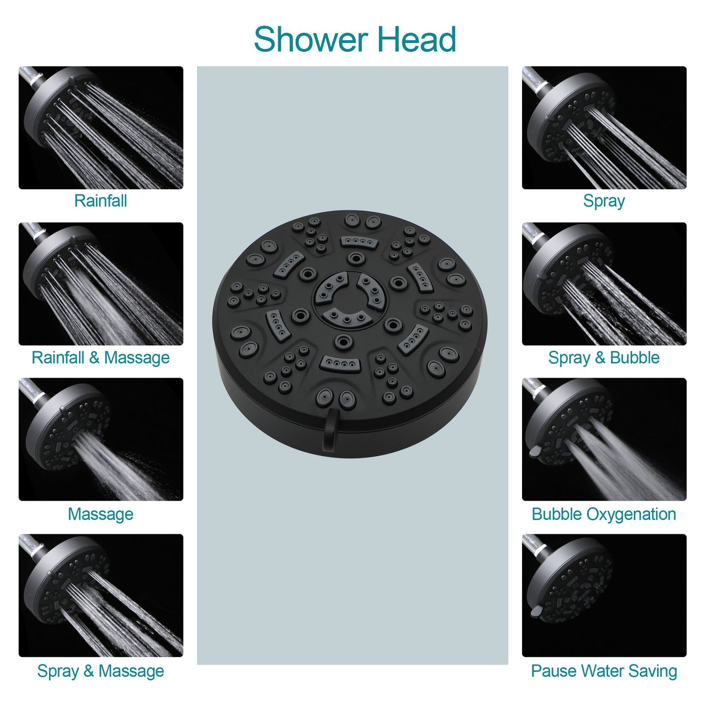 4.7in. Wall Mount Dual Multi Function ABS Round Rainfall Shower Head And Handheld Spray Set With Shower Slide Bar