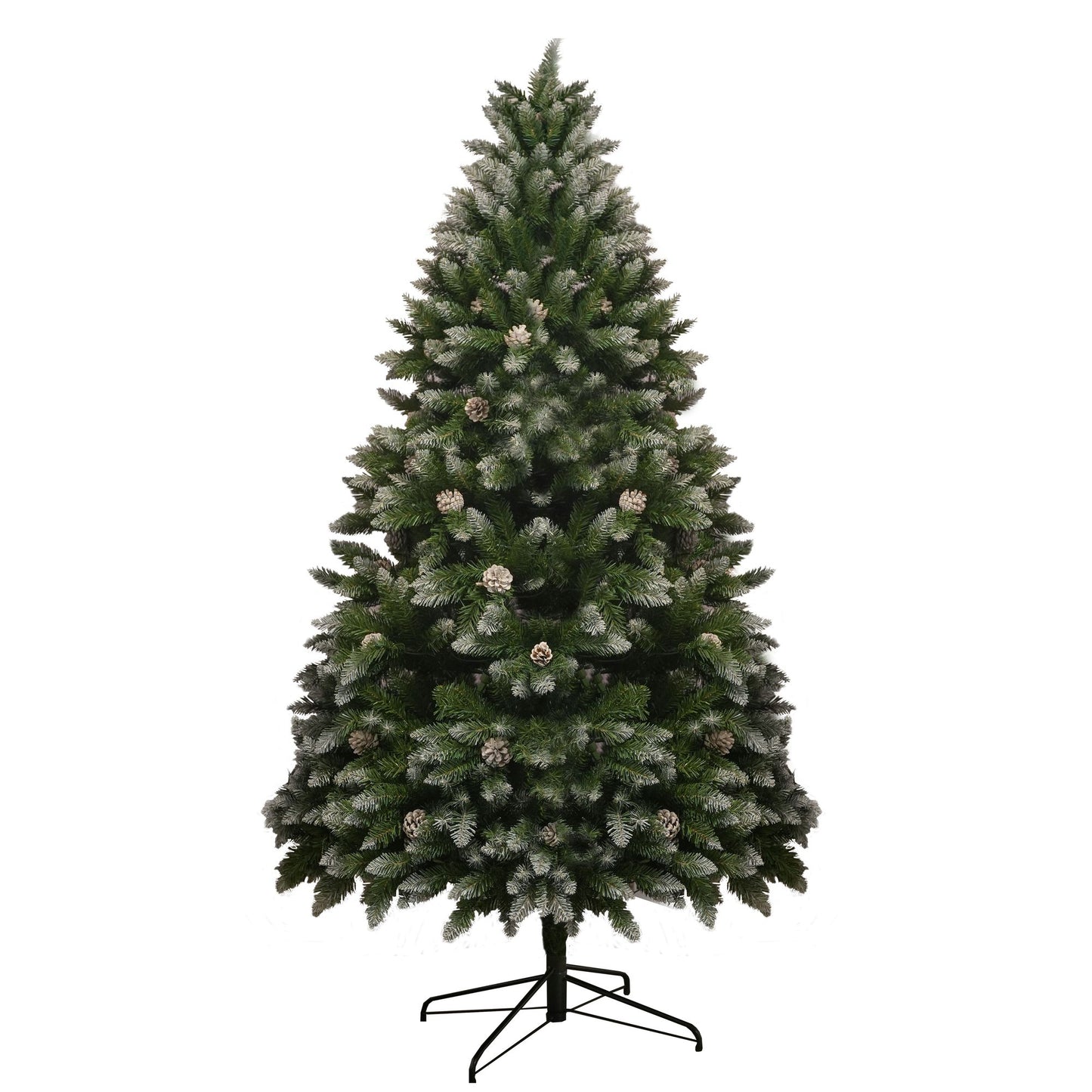 5FT PVC Christmas Tree, 619 Snow-Covered Branches Tips with Pinecones, Environmentally Friendly Artificial