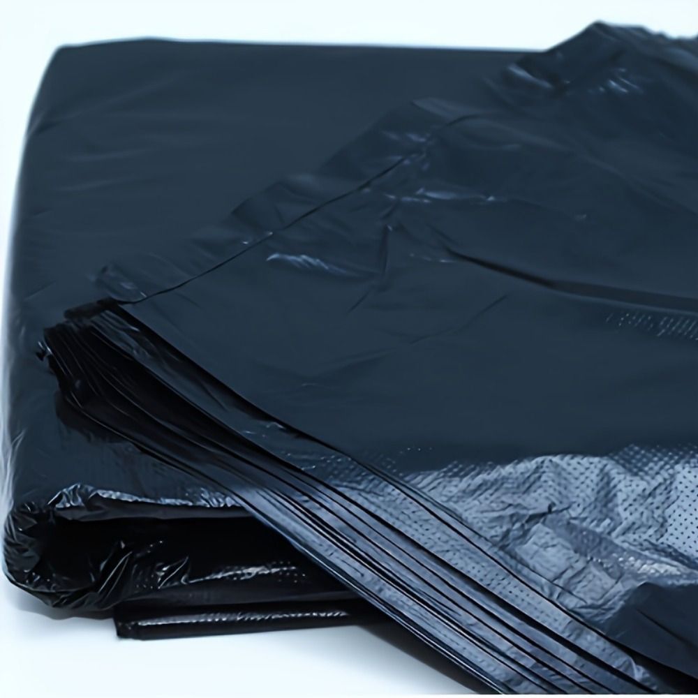 Multiple large heavy-duty tank liners - black plastic garbage bags for lawns, leaves, contractors, yards, and outdoor use