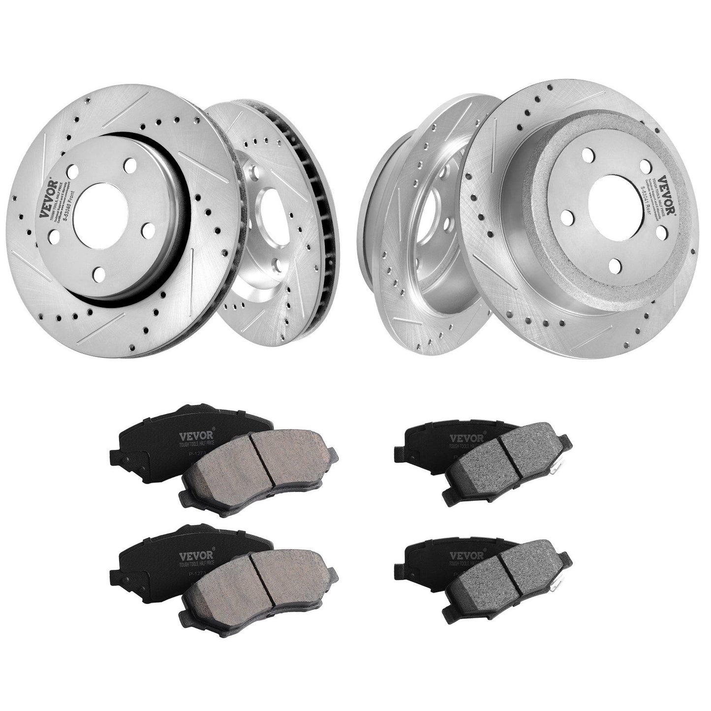 VEVOR Drilled Slotted Front&Rear Brake Rotors Pads Kit for 07-2017 Jeep Wrangler