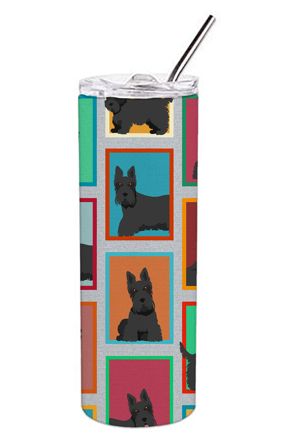 Lots of Scottish Terrier Stainless Steel Skinny Tumbler Vacuum Double Walled Reusable Insulated Tumbler Travel Cup for Coffee Cocktails Gift with Lid, 20 oz