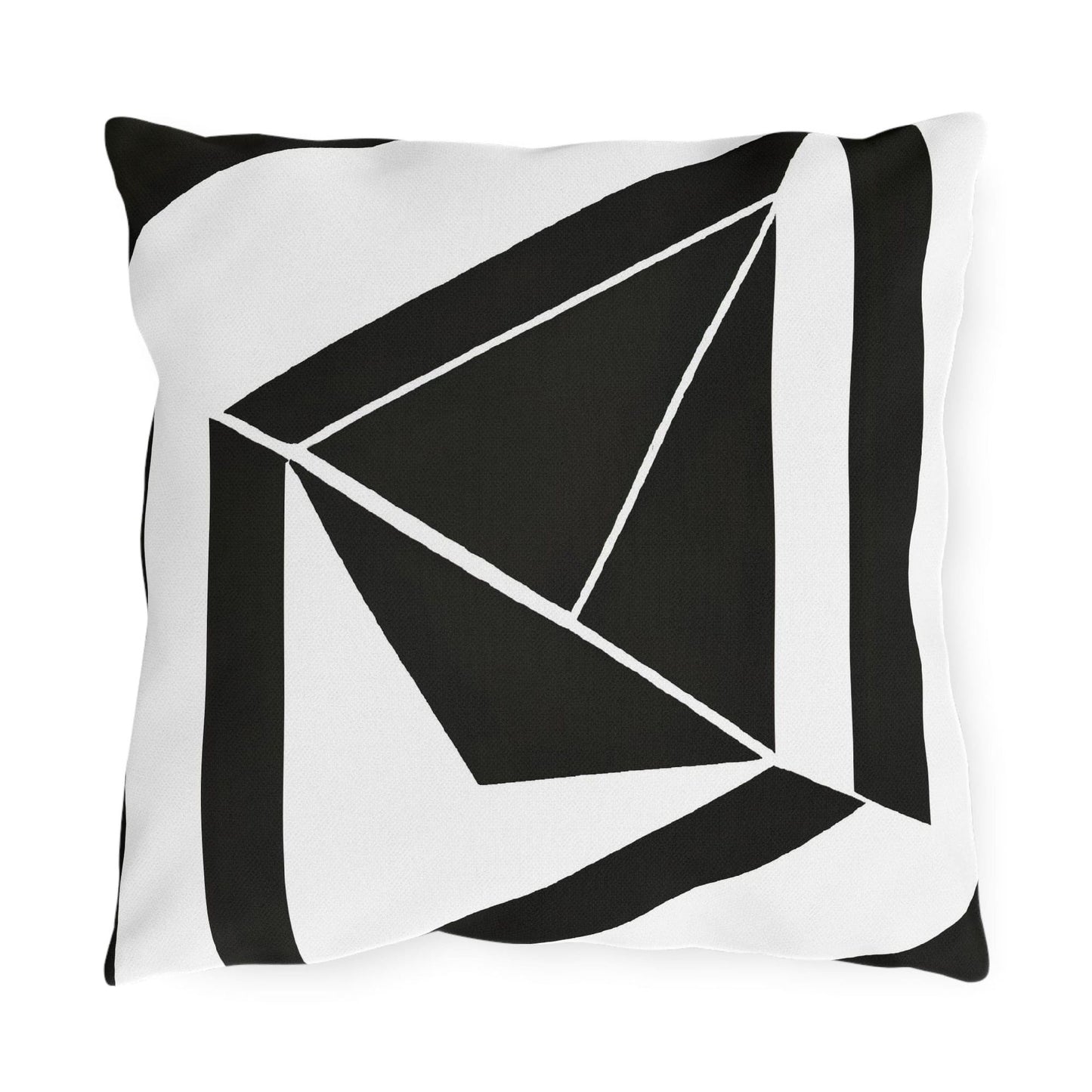 Decorative Outdoor Pillows With Zipper - Set Of 2, Black And White Geometric Pattern