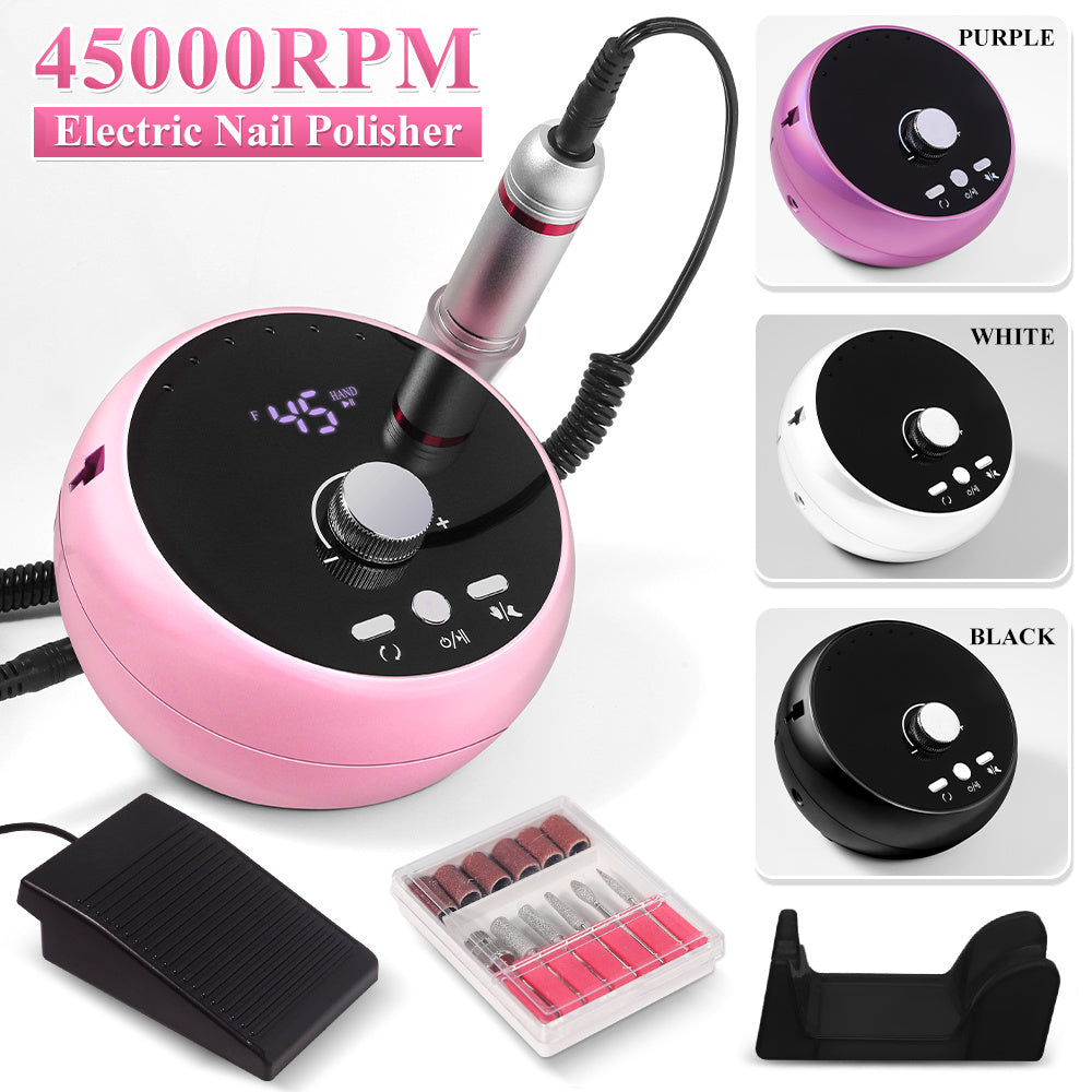 45000RPM Nail Drill Machine Electric Portable Nail Drill Rechargeable Nail Drill Machine for Polishing Gel Nails Suitable for Home Nail Salons