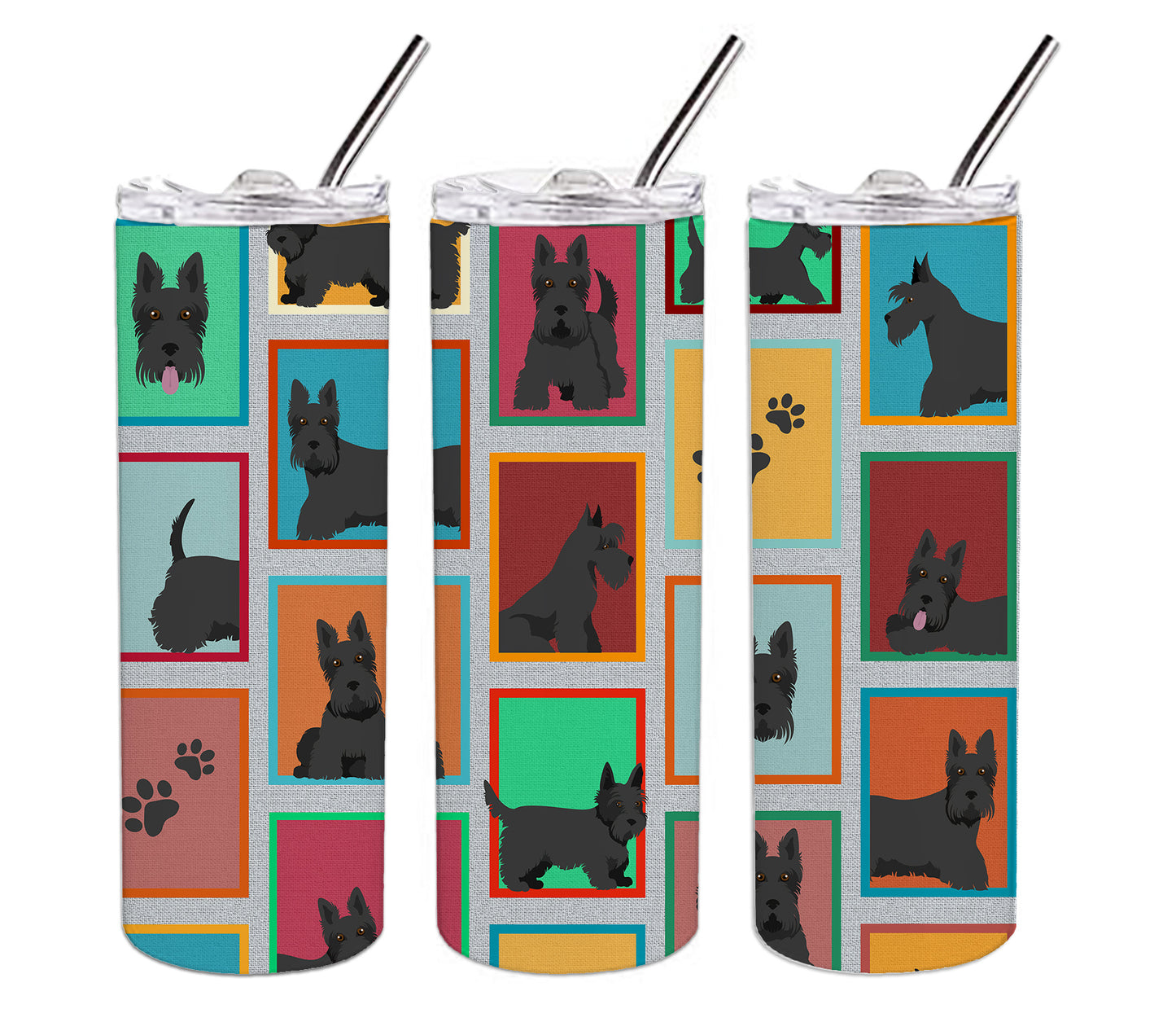 Lots of Scottish Terrier Stainless Steel Skinny Tumbler Vacuum Double Walled Reusable Insulated Tumbler Travel Cup for Coffee Cocktails Gift with Lid, 20 oz