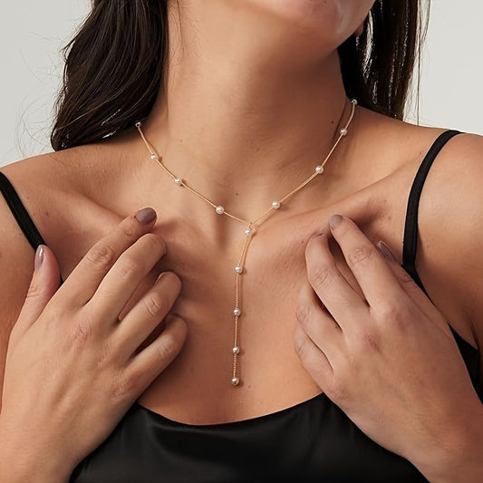 Women's Pearl Necklace - 14 Gold Plated Delicate Pearl Necklace  Simple Gold Pearl Necklace Everyday Simple Women's Necklace