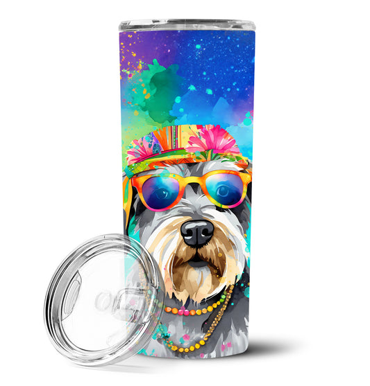 Schnauzer Hippie Dawg Stainless Steel Skinny Tumbler Vacuum Double Walled Reusable Insulated Tumbler Travel Cup for Coffee Cocktails Gift with Lid, 20 oz