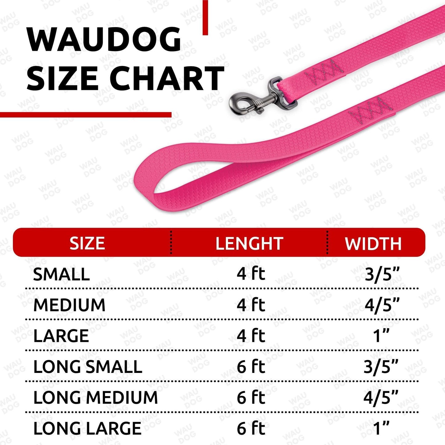 Waterproof Dog Leash 4 Ft x 4/5 inch Anti Slip Dog Leash for Large Small and Medium Dogs Heavy Duty with Water and Dirt Resistant Pink Color