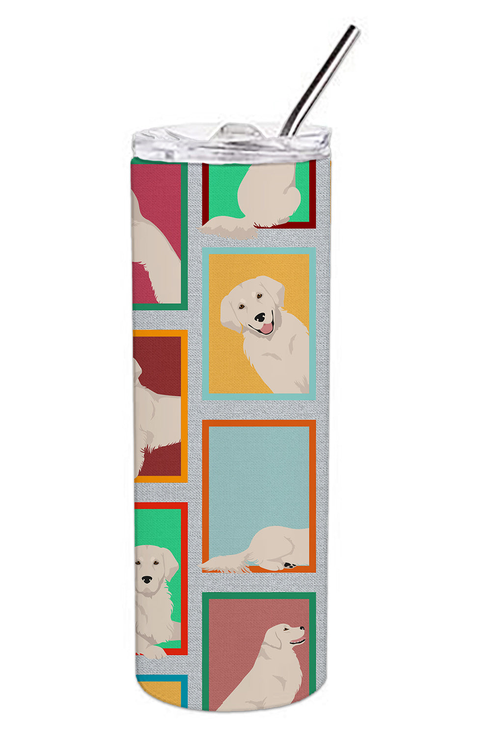 Lots of Cream Golden Retriever Stainless Steel Skinny Tumbler Vacuum Double Walled Reusable Insulated Tumbler Travel Cup for Coffee Cocktails Gift with Lid, 20 oz