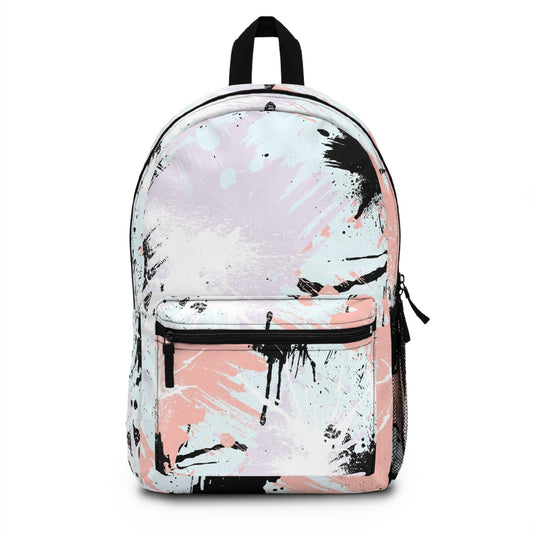 Backpack Work/school/leisure - Waterproof, Abstract Pink Black White Paint Splatter Pattern