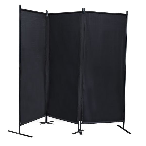 6 Ft Modern Room Divider, 3-Panel Folding Privacy Screen w/ Metal Standing, Portable Wall Partition XH