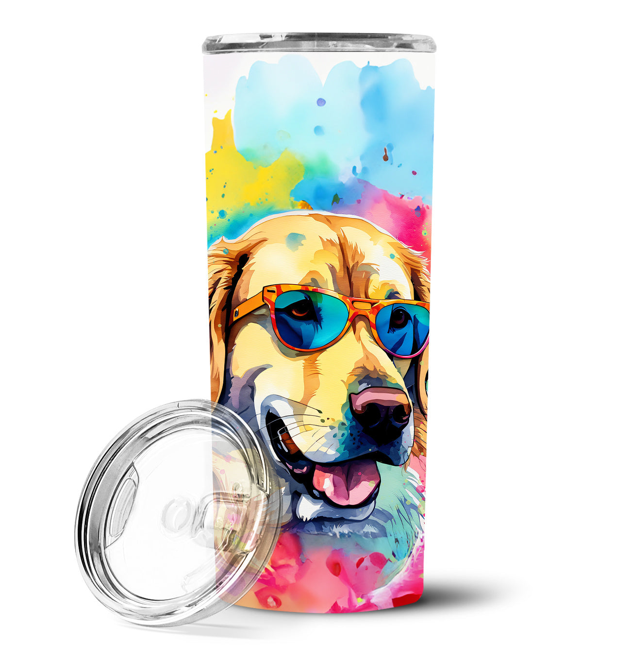 Yellow Labrador Hippie Dawg Stainless Steel Skinny Tumbler Vacuum Double Walled Reusable Insulated Tumbler Travel Cup for Coffee Cocktails Gift with Lid, 20 oz