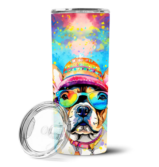 French Bulldog Hippie Dawg Stainless Steel Skinny Tumbler Vacuum Double Walled Reusable Insulated Tumbler Travel Cup for Coffee Cocktails Gift with Lid, 20 oz