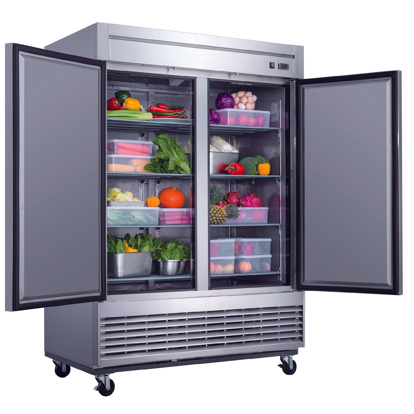 Dukers Commercial Double Door Bottom Mounted Upright Reach-in Refrigerator in Stainless Steel 40.74cu.ft.