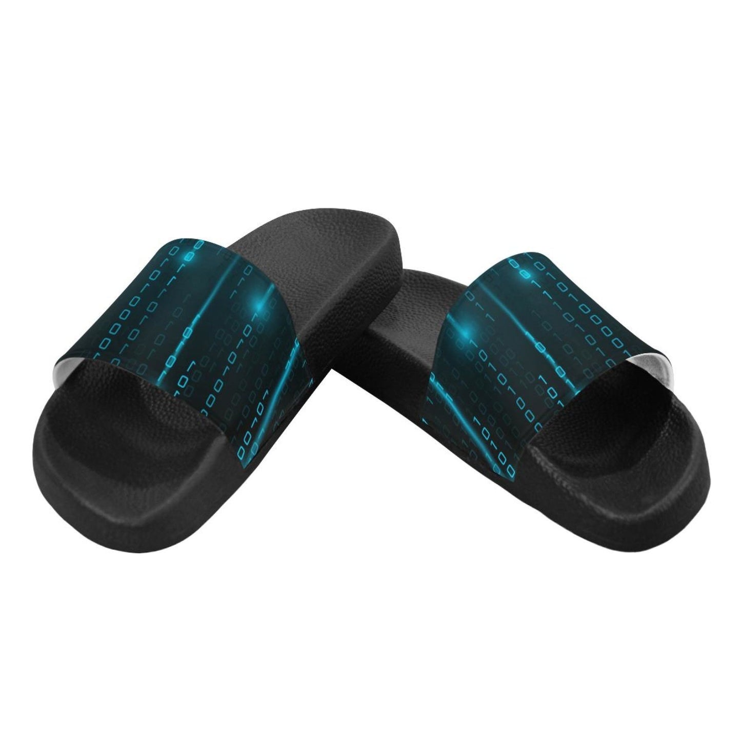 Flip-Flop Sandals, Blue Matrix Style Womens Slides