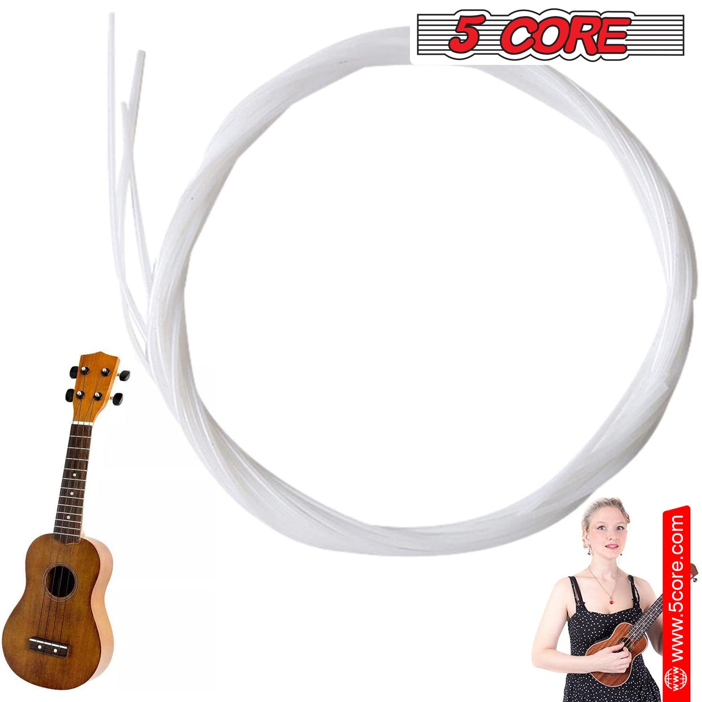 5 Core Premium Ukulele Strings, Tuning Replacement 4 Pieces String in 1 Pack for Musical Instruments Easy for Beginners Easy on Fingertips for General Ukulele Sweet Sound - UKS 4PCS