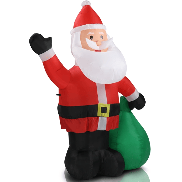 6 FT Lighted Christmas Inflatable Decoration, Inflatable Santa Claus With Large Gift Bag, Funny Blow Up Yard Decorations With Built-in LED Lights For Holiday Party Front Yard Lawn Garden Decor