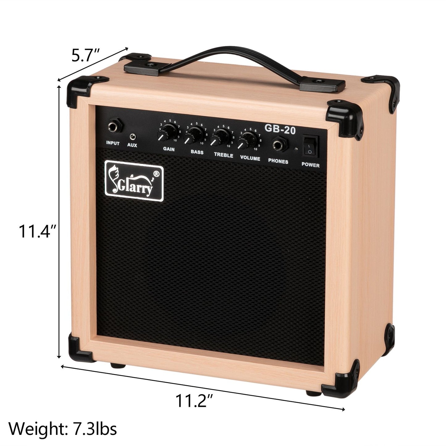 [Do Not Sell on Amazon]Glarry 20W GB-20 Electric Bass Guitar Amplifier Natural Color