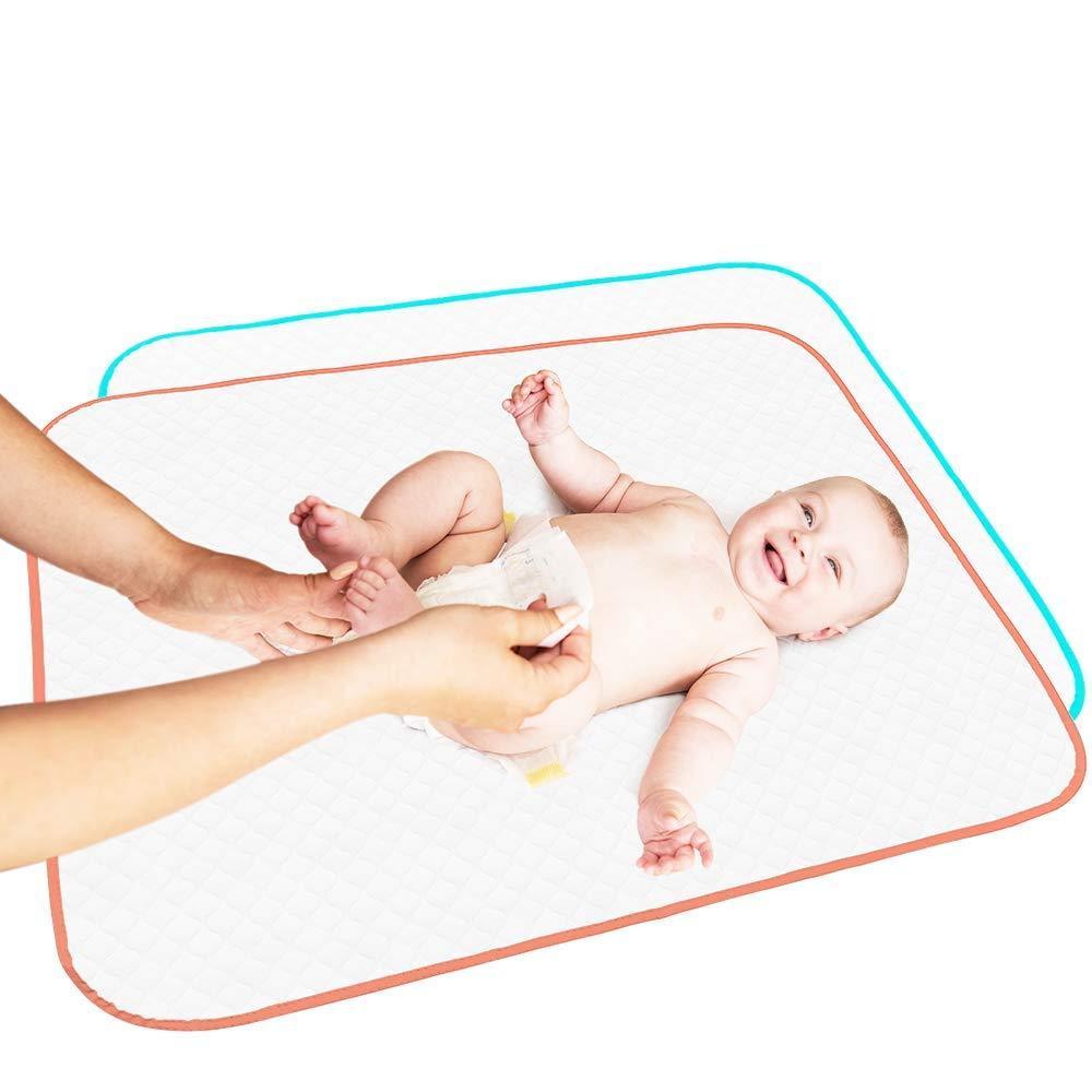 Portable Changing Pad Large Size 25.5x31.5 inch Pack of 2 Vinyl Waterproof Reusable Baby Changing Mats for Girls Boys Reinforced Seams