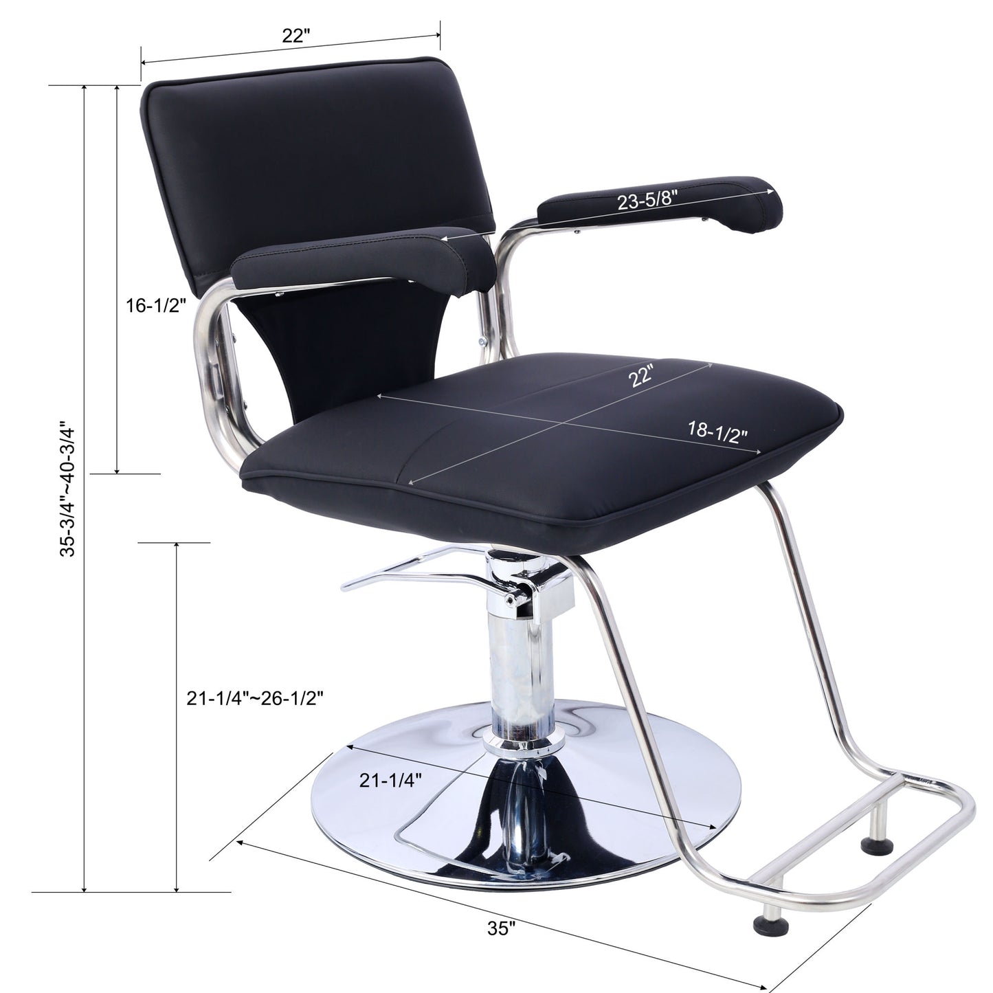 Stainless steel frame,Fashion style Hair Salon Chair Styling Heavy Duty Hydraulic Pump Barber Chair Beauty Shampoo Barbering Chair for Hair Stylist Women Man,with Barber Cape (Black)