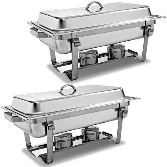 9 Quart 2 Packs Chafing Dish Chafer Dishes Buffet Set Stainless Steel Rectangular Chafing Dish Set