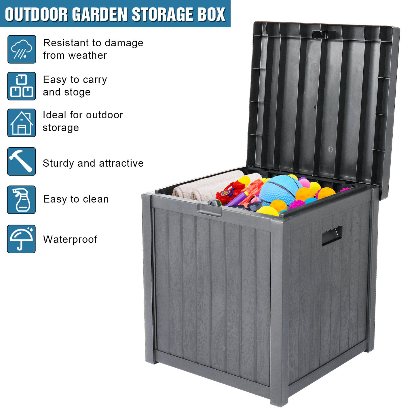 Free shipping 51gal 195L Outdoor Garden Plastic Storage Deck Box Chest Tools Cushions Toys Lockable Seat Waterproof  YJ