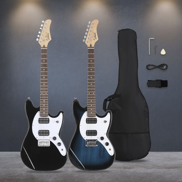 [Do Not Sell on Amazon]Glarry Full Size 6 String H-H Pickups GMF Electric Guitar with Bag Strap Connector Wrench Tool Black