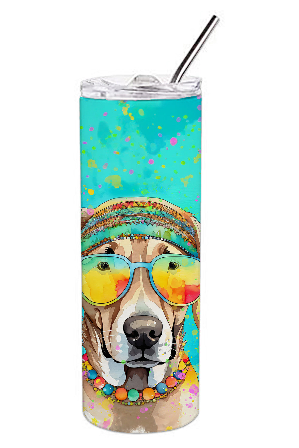 Weimaraner Hippie Dawg Stainless Steel Skinny Tumbler Vacuum Double Walled Reusable Insulated Tumbler Travel Cup for Coffee Cocktails Gift with Lid, 20 oz