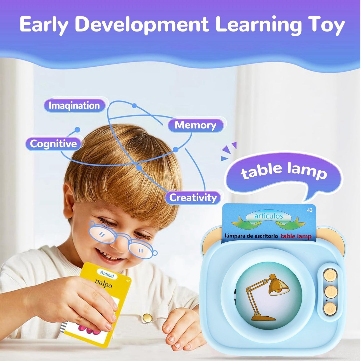 Spanish & English Talking Flash Cards 224 Sight Words Bilingual Flash Cards Rechargeable Card Early Education Device Educational Toy for Boys Girls Aged 1 2 3 4 5 6 7 8 Years Old