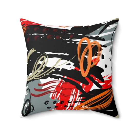 Decorative Throw Pillow Case, Red Black Abstract Pattern