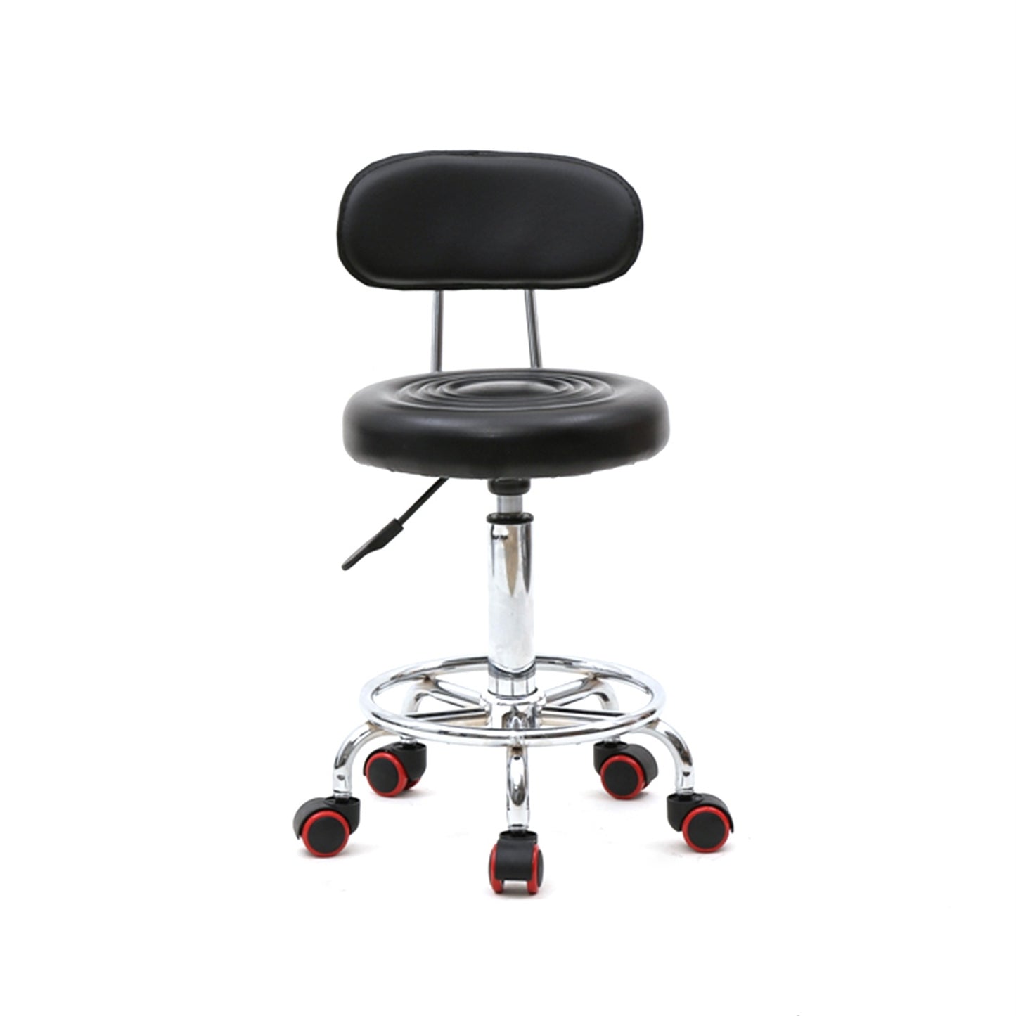 Round Shape Adjustable Salon Stool with Back and Line Black XH