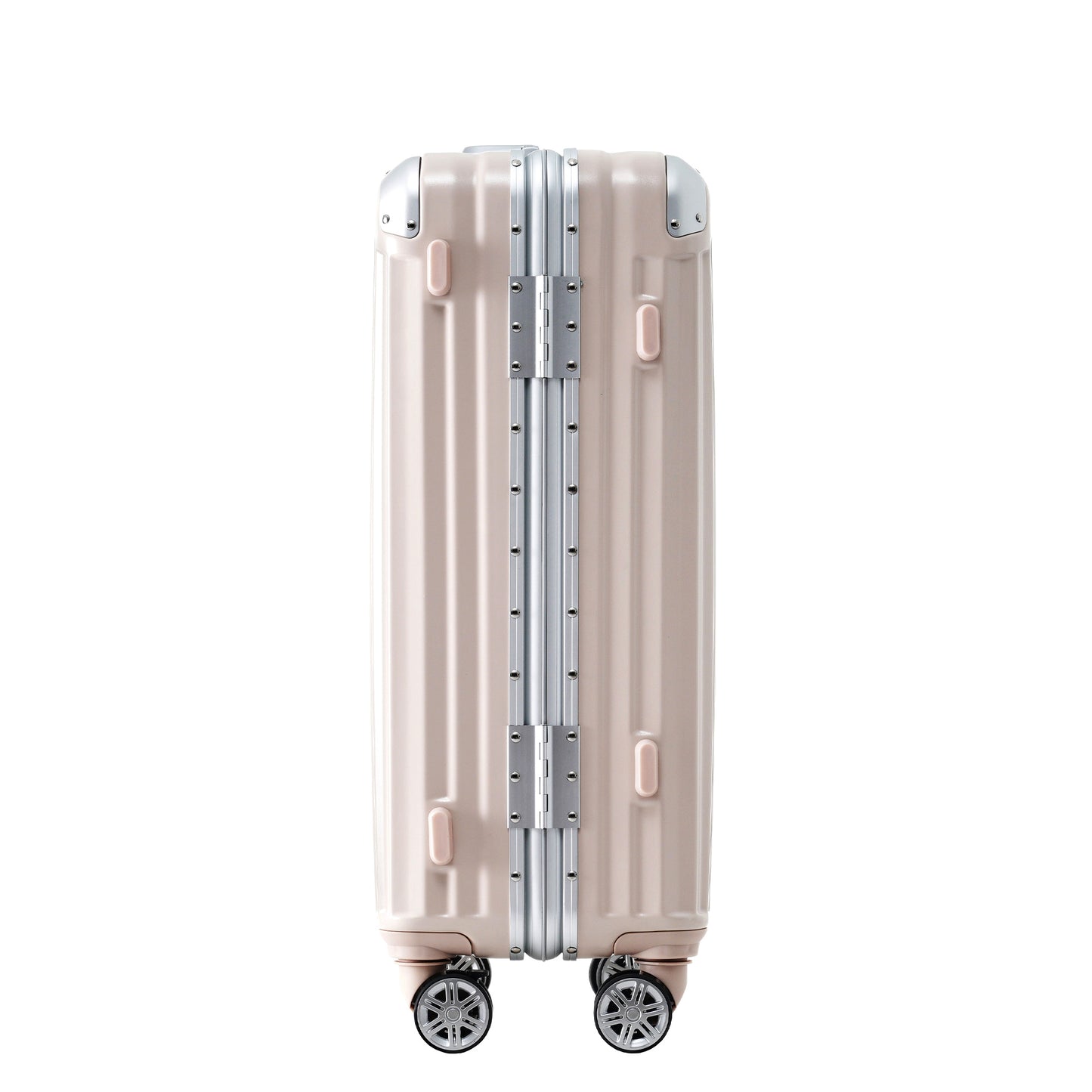 1pc 20in Aluminum Frame Luggage with USB port, Vacation Carry-On Suitcase with Spinner Wheels and TSA Lock, Travel Trolley Case For Short Business Trips, Beach Holidays, pink