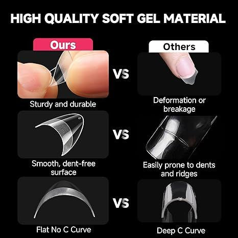 120 PCS Clear False Nails Tips Short Medium Length Full Cover Acrylic Fake Nails Almond Shaped Ballerina Nails Tips Lady French Style Press On Nails with Case for Nail Salons and DIY Nail Art 12 Sizes